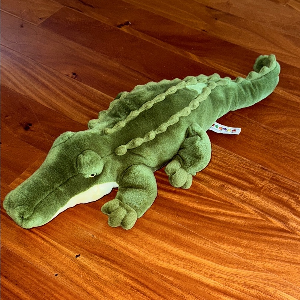 Aurora Green Alligator Crocodile Stuffed Animal Plush Toy 21” long yellow eyes